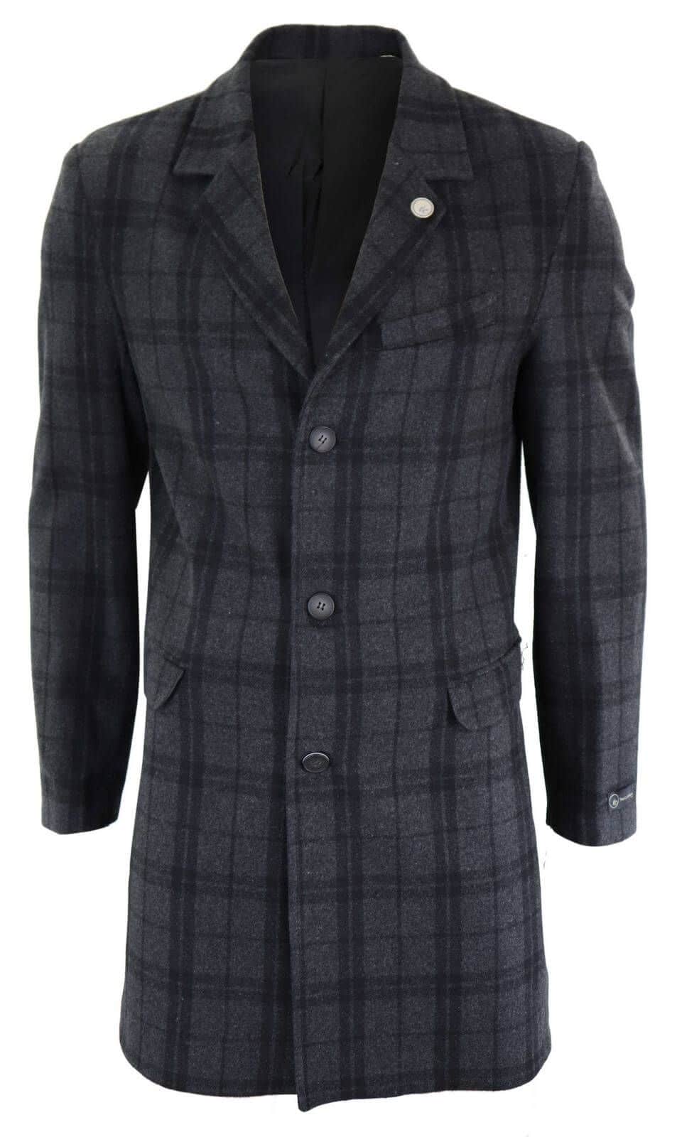 Abrigo de lana de 3/4 para hombre - Gris