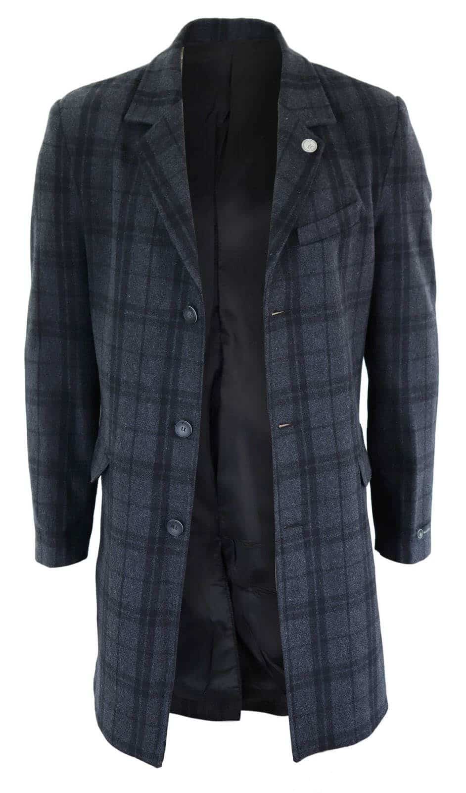 Abrigo de lana de 3/4 para hombre - Gris