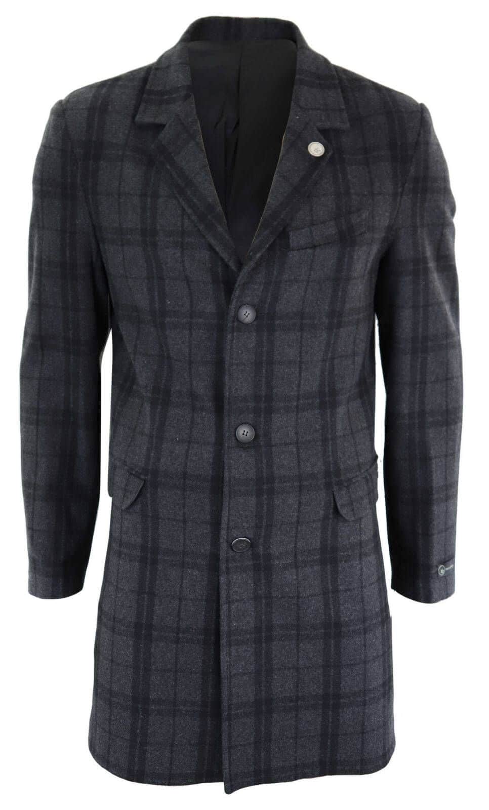 Abrigo de lana de 3/4 para hombre - Gris