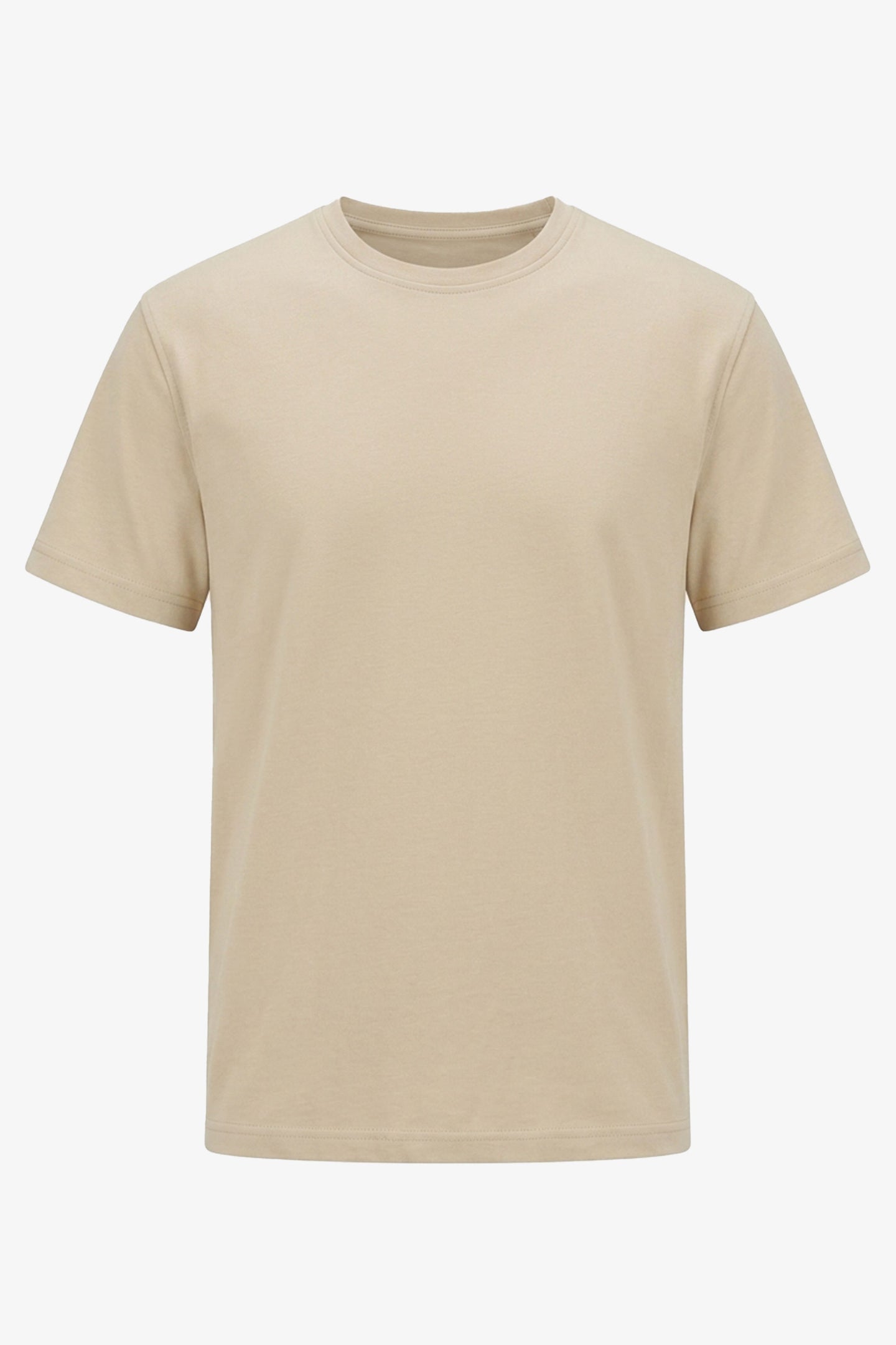 Camiseta clásica de mezcla de algodón beige para hombre