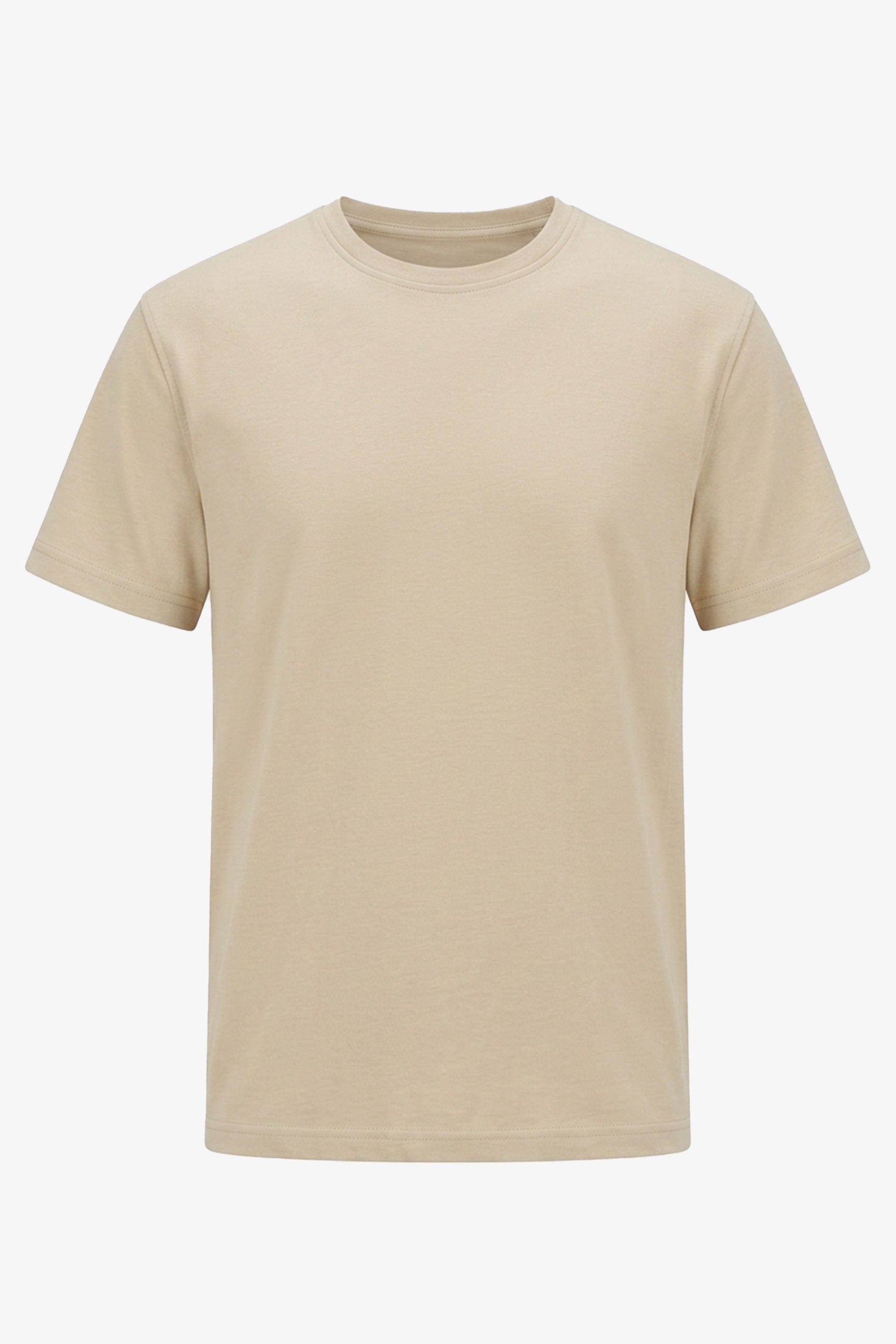 Camiseta clásica de mezcla de algodón beige para hombre