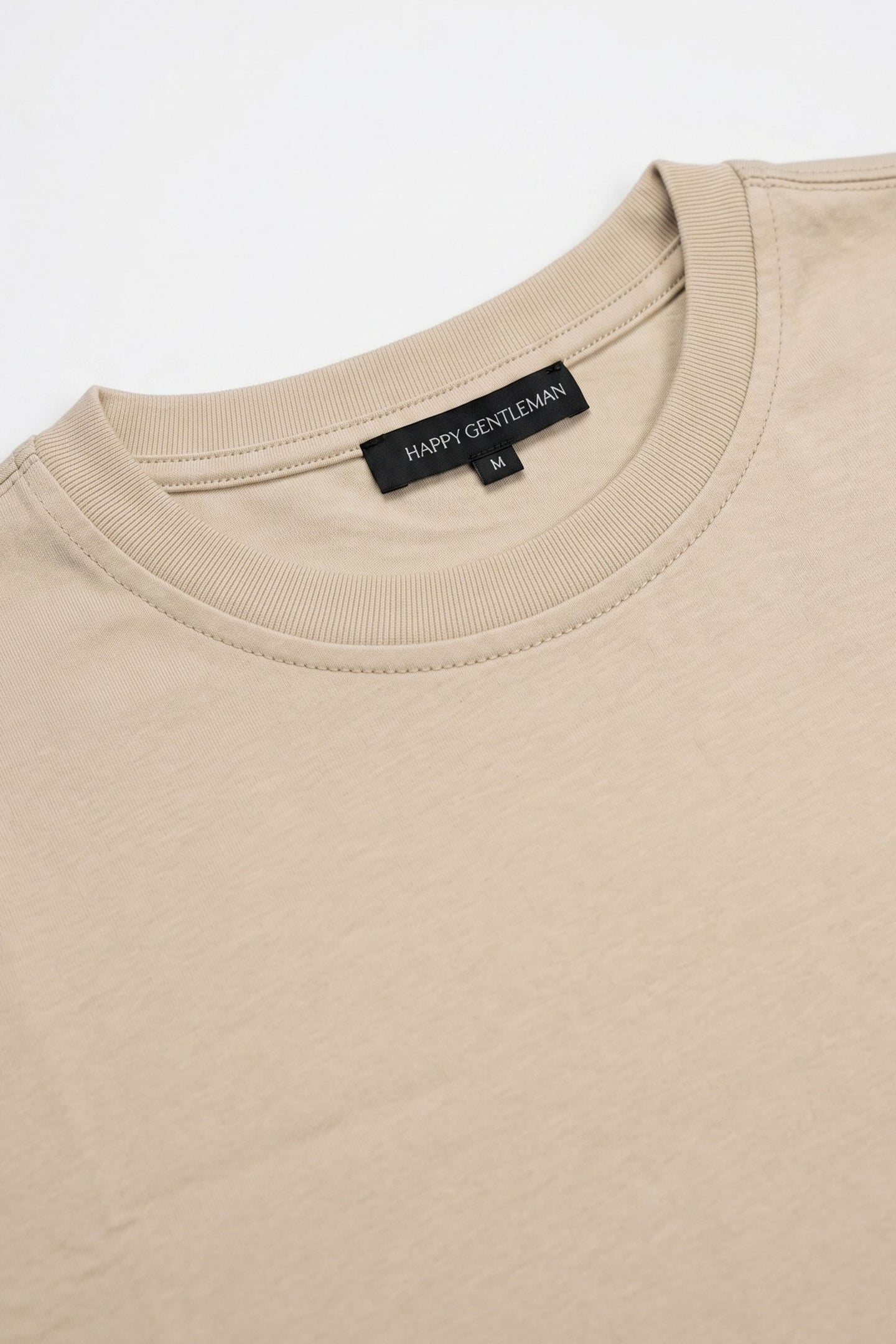 Camiseta clásica de mezcla de algodón beige para hombre