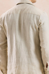 Conjunto de chaqueta de lino beige con cremallera y pantalón marrón para hombre, elegante e informal, ideal para el verano.