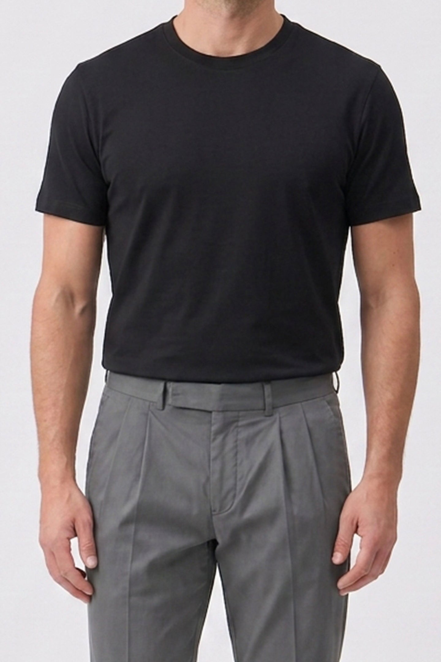 Camiseta clásica negra de mezcla de algodón para hombre