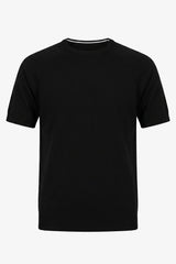 Camiseta clásica de punto negra para hombre, manga corta y cuello redondo.