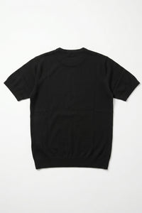 Camiseta clásica de punto negra para hombre, manga corta y cuello redondo.