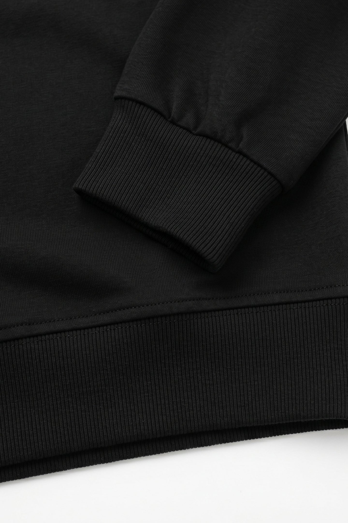 Sudadera de manga larga elástica con cuello redondo y mezcla de algodón negro para hombre