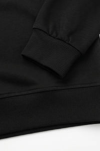 Sudadera de manga larga elástica con cuello redondo y mezcla de algodón negro para hombre