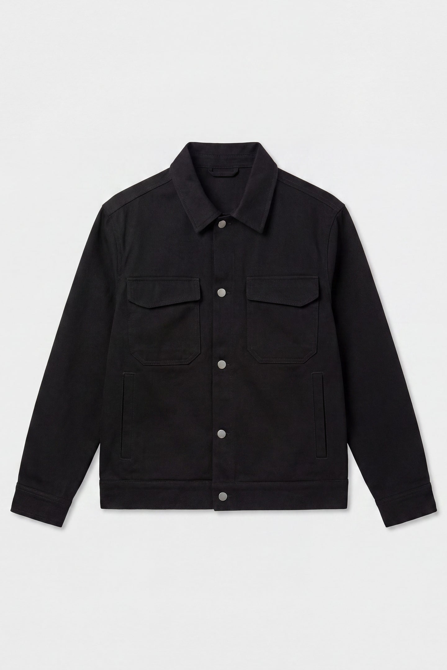 Chaqueta de sarga de algodón negra para hombre - Sobrecamionera