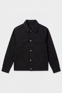 Chaqueta de sarga de algodón negra para hombre - Sobrecamionera