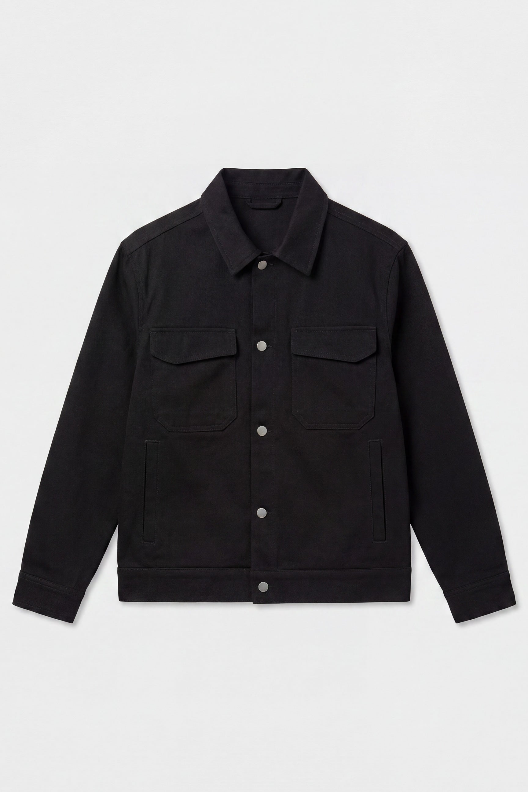 Chaqueta de sarga de algodón negra para hombre - Sobrecamionera