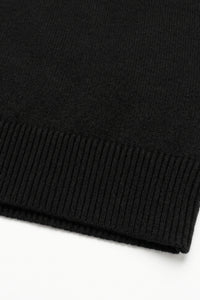 Jersey de punto negro de cuello redondo para hombre, jersey acrílico.
