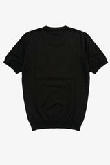 Camiseta de punto negra para hombre, corte regular, cuello redondo, manga corta.
