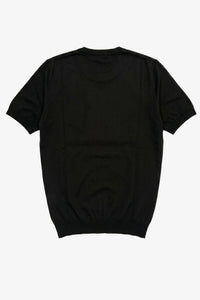 Camiseta de punto negra para hombre, corte regular, cuello redondo, manga corta.