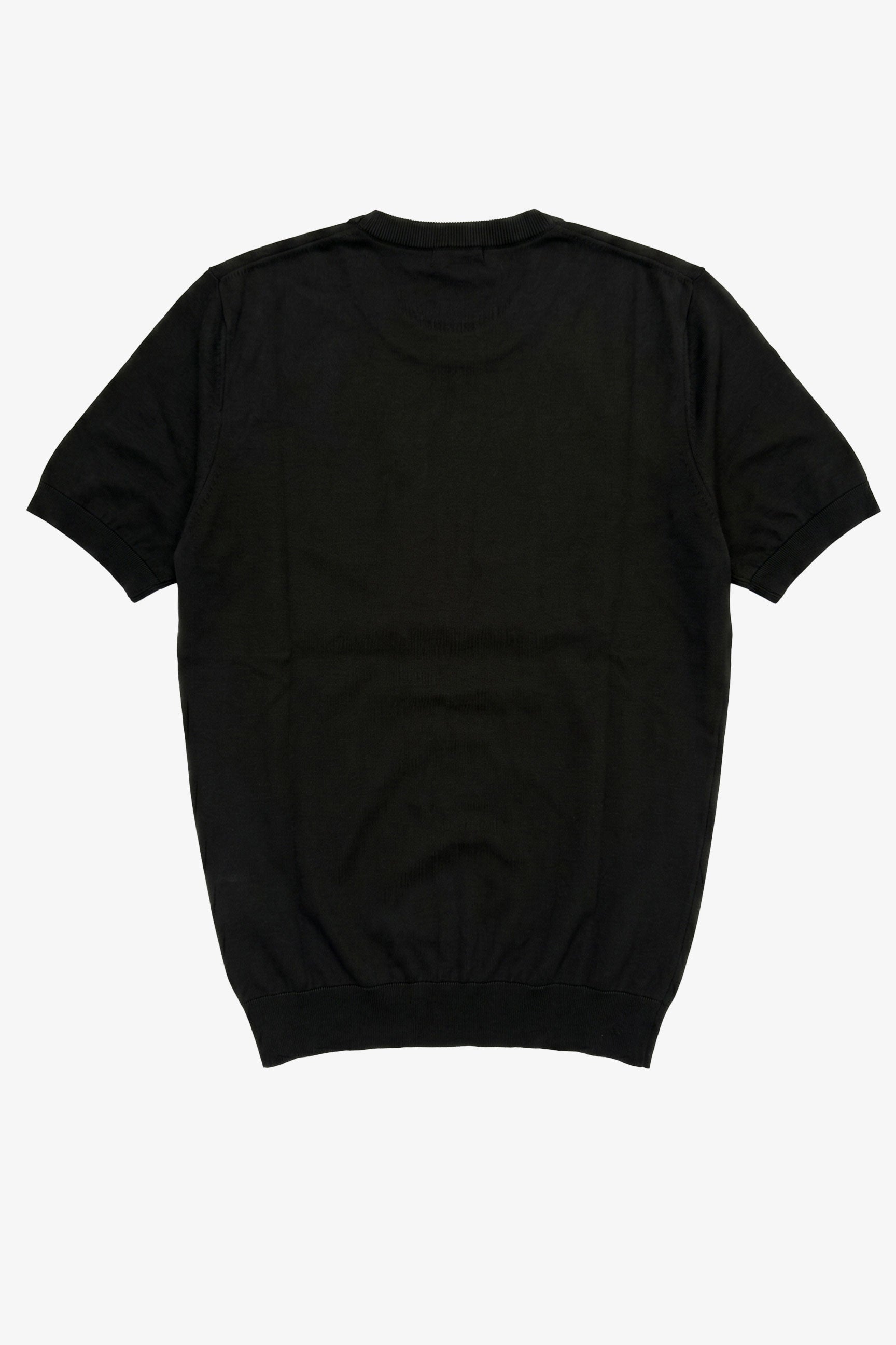 Camiseta de punto negra para hombre, corte regular, cuello redondo, manga corta.