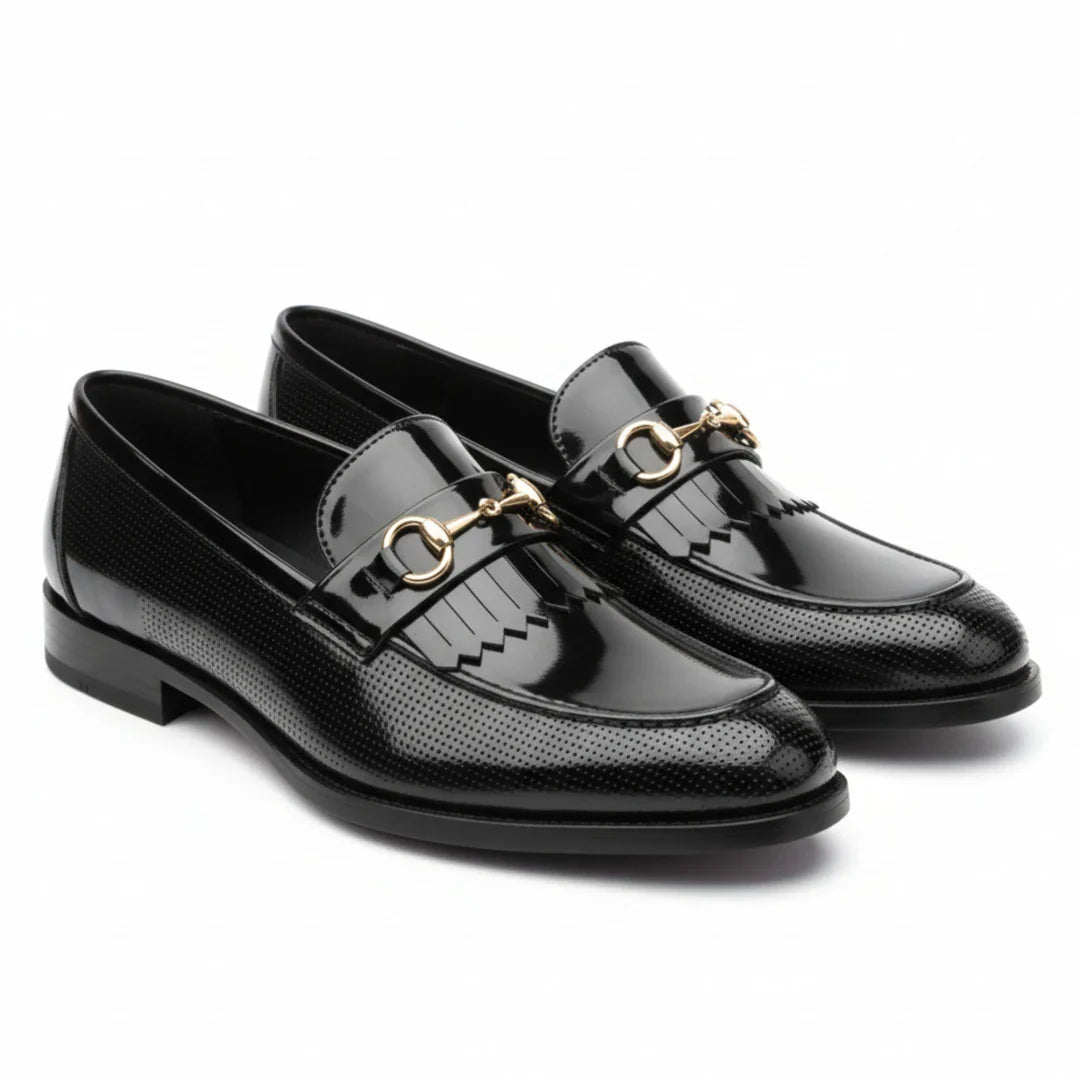 Mocasines negros de charol PU para hombre