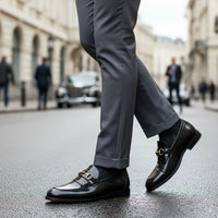 Mocasines negros de charol PU para hombre