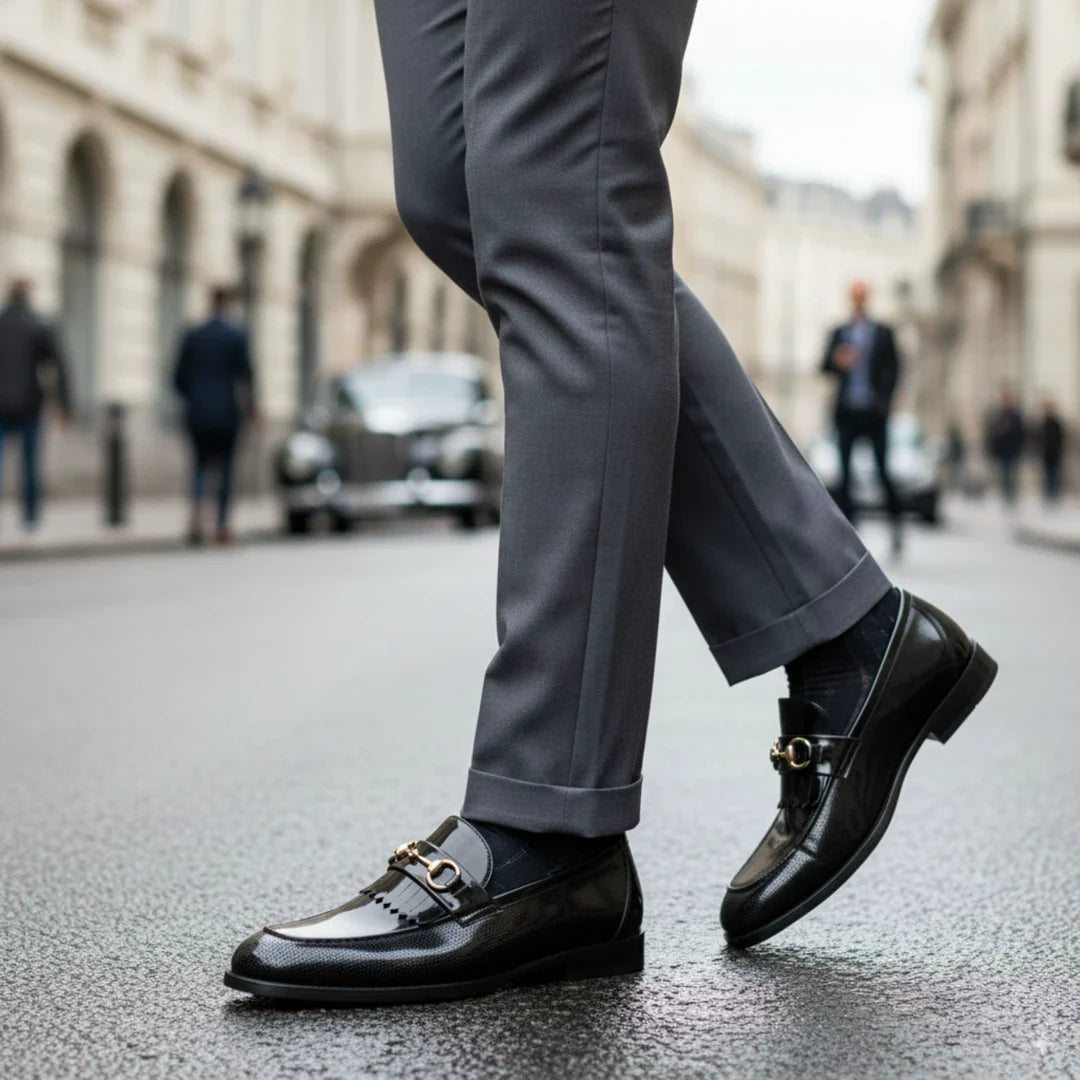 Mocasines negros de charol PU para hombre