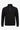 Sudadera negra de hombre con cremallera de un cuarto, mezcla de algodón y cuello alto.