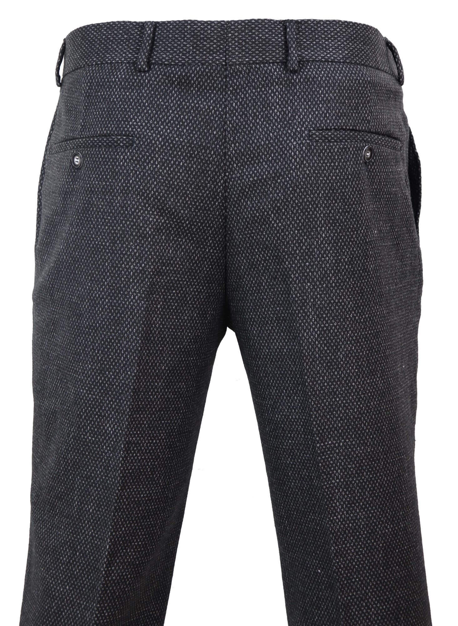 Pantalones de hombre de tweed negro estilo vintage - STZ14