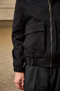Chaqueta bomber ligera acolchada con cremallera para hombre, color negro.