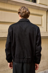 Chaqueta bomber ligera acolchada con cremallera para hombre, color negro.