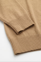 Jersey de cuello redondo para hombre, color marrón camel, corte regular, de punto.