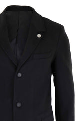 Abrigo largo clásico de lana para hombre - Negro