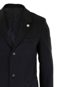 Abrigo largo clásico de lana para hombre - Negro