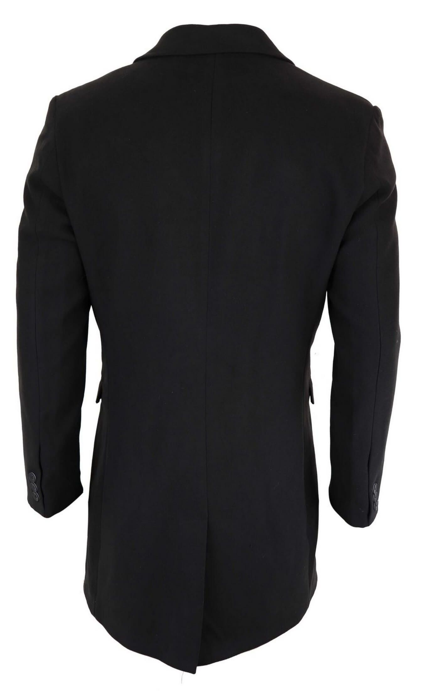 Abrigo largo clásico de lana para hombre - Negro