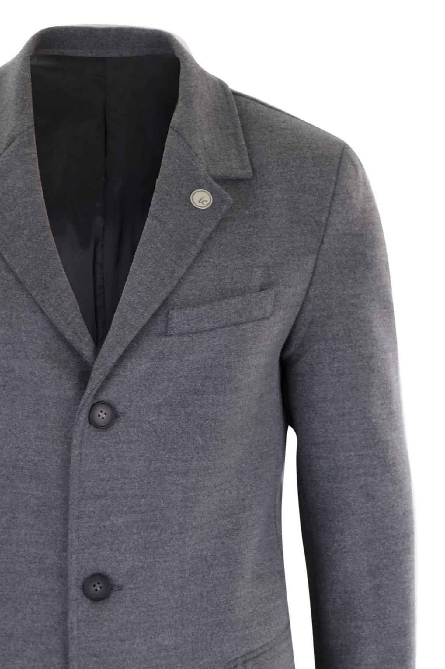 Abrigo largo clásico de lana para hombre - Gris