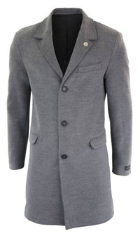Abrigo largo clásico de lana para hombre - Gris
