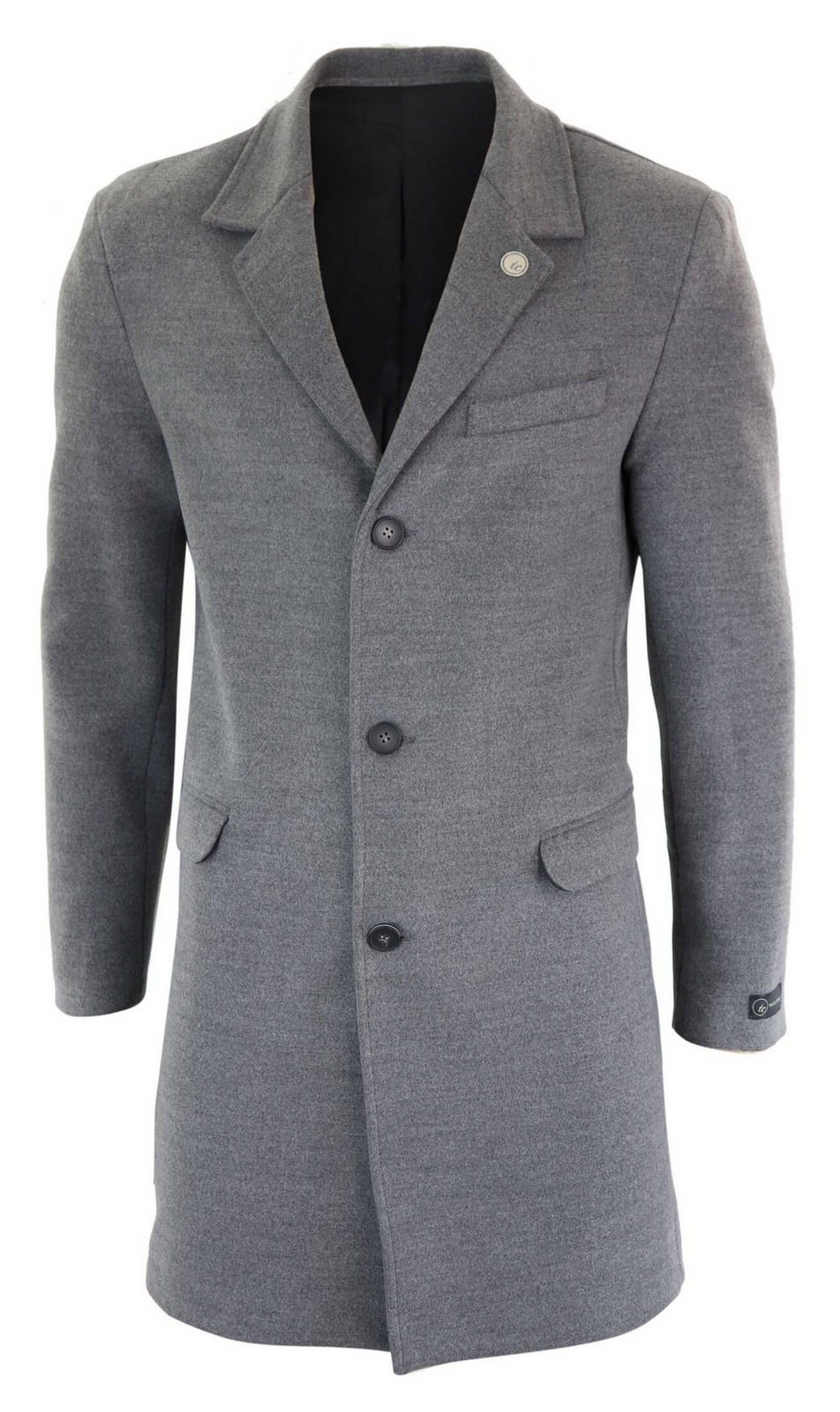 Abrigo largo clásico de lana para hombre - Gris