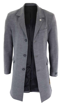 Abrigo largo clásico de lana para hombre - Gris
