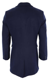 Abrigo largo clásico de lana para hombre - Azul marino