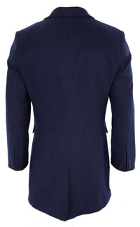 Abrigo largo clásico de lana para hombre - Azul marino