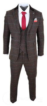 Traje de tweed marrón oscuro para hombre - Cavani Tommy