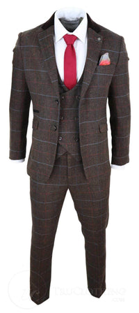 Traje de tweed marrón oscuro para hombre - Cavani Tommy