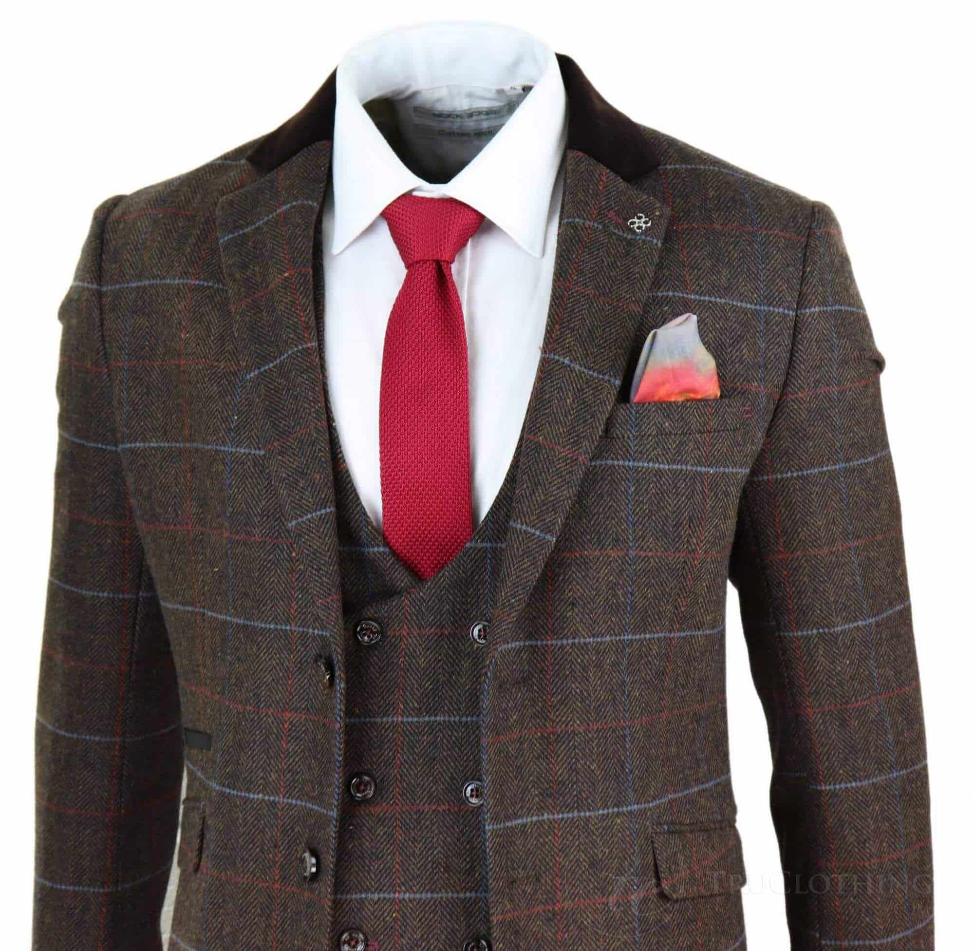 Traje de tweed marrón oscuro para hombre - Cavani Tommy