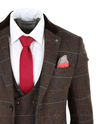 Traje de tweed marrón oscuro para hombre - Cavani Tommy