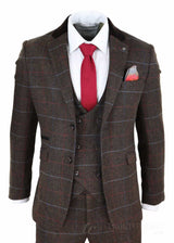 Traje de tweed marrón oscuro para hombre - Cavani Tommy