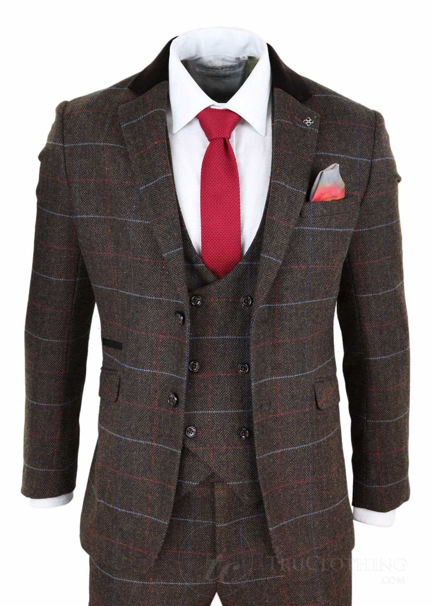Traje de tweed marrón oscuro para hombre - Cavani Tommy