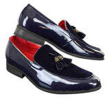 Mocasines de hombre de charol sintético y ante.