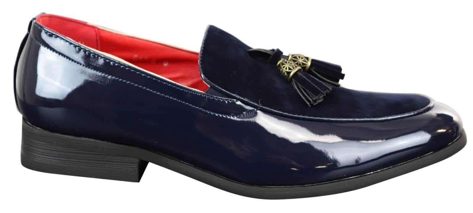 Mocasines de hombre de charol sintético y ante.