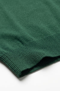 Camiseta clásica de punto verde para hombre, manga corta y cuello redondo.