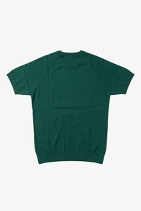 Camiseta clásica de punto verde para hombre, manga corta y cuello redondo.