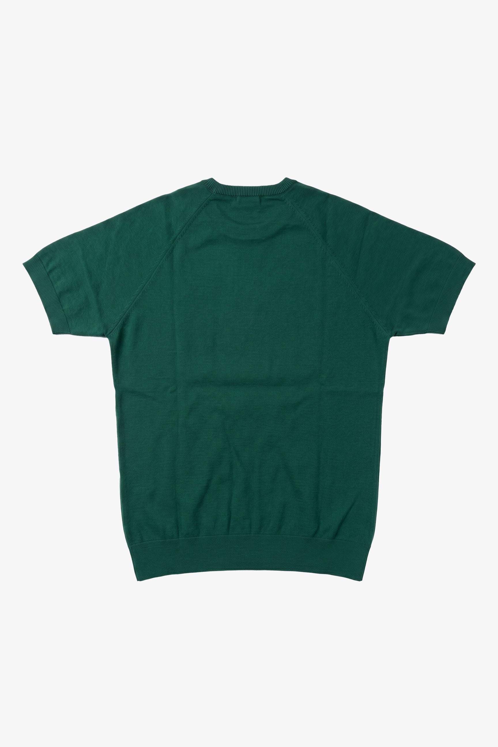 Camiseta clásica de punto verde para hombre, manga corta y cuello redondo.