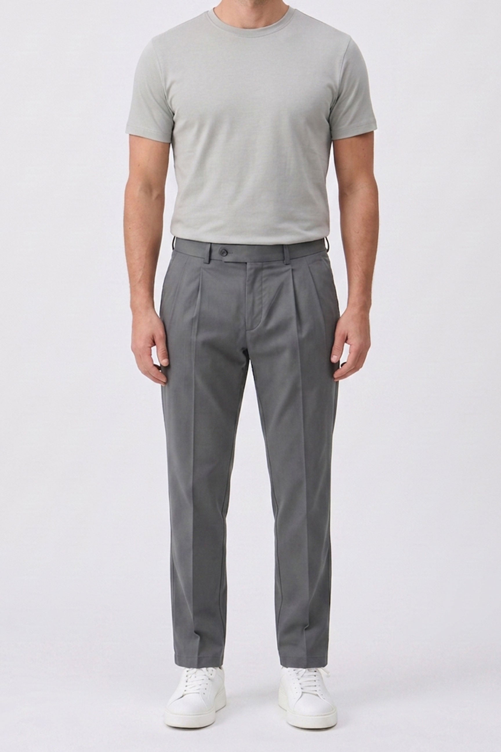 Camiseta clásica gris de mezcla de algodón para hombre