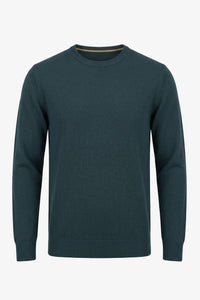 Jersey de punto azul marino para hombre, cuello redondo, corte regular.