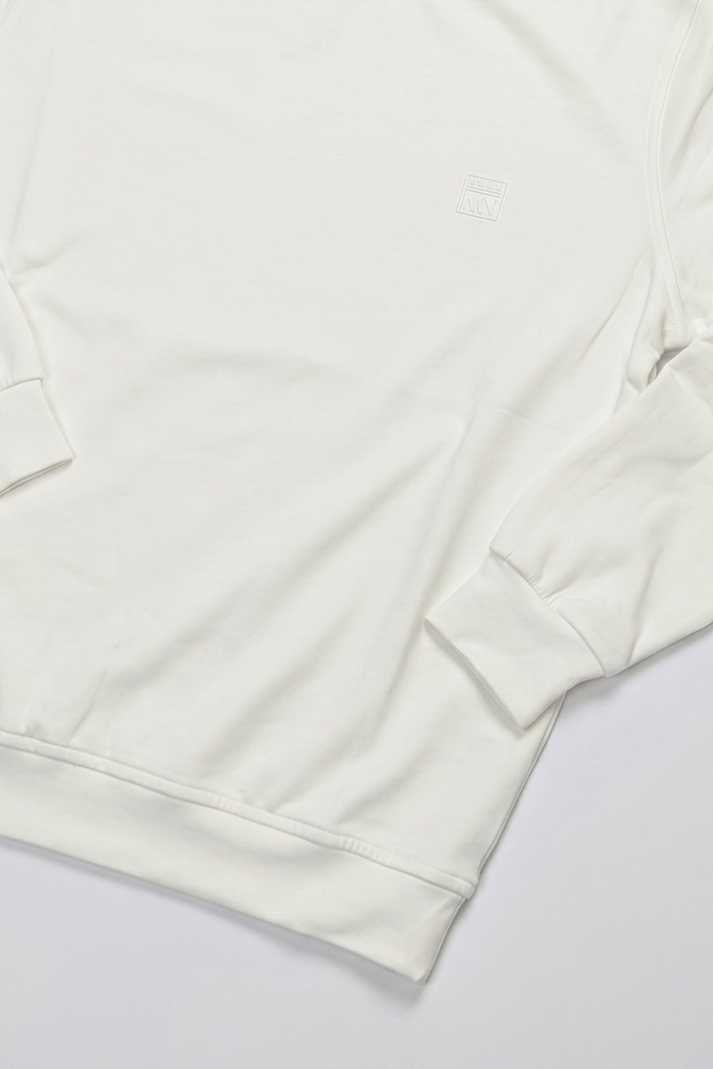 Sudadera de manga larga elástica con cuello redondo y mezcla de algodón color blanco roto para hombre